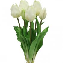 Kunstige Tulipaner Hvit Krem Real Touch 38cm 7stk