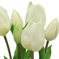gjenstander Kunstige Tulipaner Hvit Krem Real Touch 38cm 7 stk