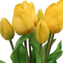 Tulipan kunstig blomst gul ekte touch vårpynt 38cm bukett á 7stk