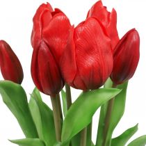 Tulipan rød kunstig blomst tulipan dekorasjon Real Touch 38cm bunt med 7 stk
