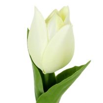 Vårpynt, kunstige tulipaner, silkeblomster, dekorative tulipaner grønn/krem 12 stk.
