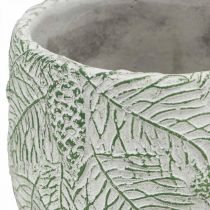 Plantekar keramikk grønn hvit grå gran greiner Ø13,5cm H13,5cm