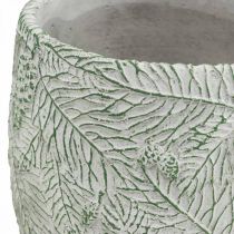 gjenstander Plantekar keramikk grønn hvit grå gran greiner Ø12,5cm H12cm