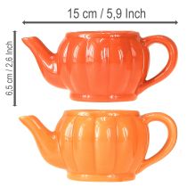 gjenstander Keramisk blomsterpotte/tekanne, assortert oransje, 15 × 9 × 6,5 cm, 2 stk.