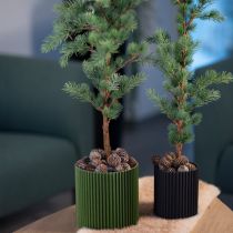 gjenstander Blomsterpotte i papir, mørkegrønn, Ø13 cm, H12 cm, 4 stk.