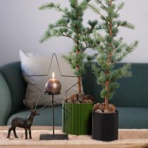 gjenstander Blomsterpotte av papir, mørkegrønn, Ø19 cm, H14 cm, 3 stk.