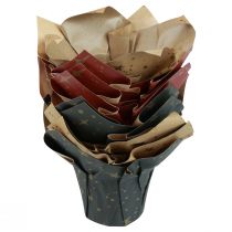 gjenstander Plantekar papir stjerner rød/antrasitt/naturlig Ø12cm H12cm 9stk