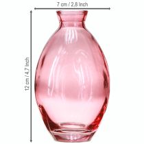 gjenstander Løsevase, minivaser, tonet rosa glass, Ø7 cm, H12 cm, 6 stk.