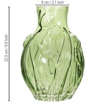 gjenstander Glassvase med preget tulipandesign for interiørdekorasjon, 22,5 cm
