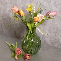 gjenstander Glassvase med preget tulipandesign for interiørdekorasjon, 22,5 cm