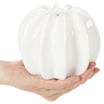gjenstander Gresskarvase i keramikk, hvit, til hjemmedekorasjon, 15 cm