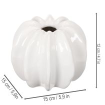 gjenstander Gresskarvase i keramikk, hvit, til hjemmedekorasjon, 15 cm