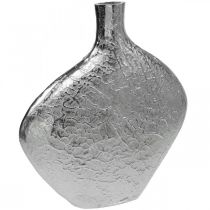 gjenstander Dekorativ vase metall hamret blomstervase sølv 33x8x36cm