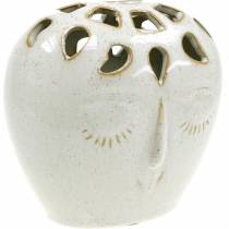 Keramisk vase med ansiktskrem, beige H13cm steintøylook 1p