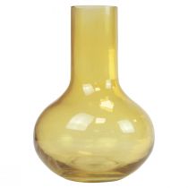 gjenstander Vase gul glassvase løgformet blomstervase glass Ø10,5cm H15cm