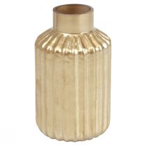 gjenstander Vase gull glass vase med riller blomstervase glass Ø8cm H14cm
