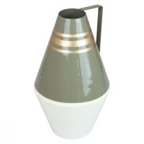 gjenstander Nostalgisk metallvase med håndtak i vintage-look - Krem/Grå/Gull Ø19cm H31cm