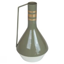 gjenstander Vintage dekorativ metallkanne med håndtak i grått og gull, Ø18 cm H33 cm, ideell for tørkede blomster og kunstige planter