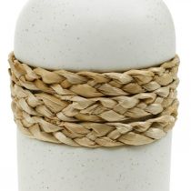 gjenstander Blomstervase hvit keramikk og sjøgress vase bordpynt H22,5cm