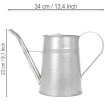 gjenstander Galvanisert dekorativ vannkanne, metall, grå, vintage-look, 1,7 l, H23 cm, for stilig blomsterdekorasjon og plantekasser