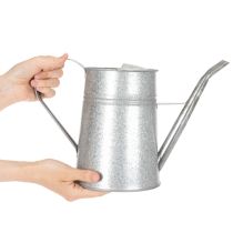 gjenstander Galvanisert dekorativ vannkanne, metall, grå, vintage-look, 1,7 l, H23 cm, for stilig blomsterdekorasjon og plantekasser