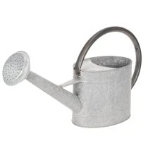 gjenstander Vintage vannkanne i metall, sølvgrå, stilig hagedekorasjon, blomstervase, L53 cm H29 cm