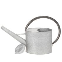 gjenstander Vintage vannkanne i metall, sølvgrå, stilig hagedekorasjon, blomstervase, L53 cm H29 cm