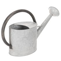 gjenstander Vintage vannkanne i metall, sølvgrå, stilig hagedekorasjon, blomstervase, L53 cm H29 cm