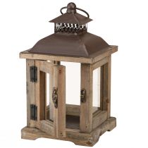 gjenstander Vintage lanterne mørkebrun trelykt 15×15cm H26cm