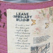 gjenstander Vintage blomsterkasse lilla metall sommerdekorasjon Ø11 cm H10,5 cm