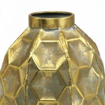 gjenstander Vintage vase gull blomstervase honeycomb look Ø22,5cm H31cm