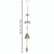 gjenstander Vintage vindklokke metalldekorasjon med paraply og bjelle 70cm