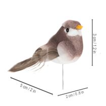 gjenstander Dekorative fugler, kunstig hjemmedekor, vårfest, med fargerik fjærdrakt, laget av plast, 5 cm, 18 stk.