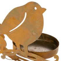 gjenstander Dekorativ telysholder med fuglemotiv, rustfarget, 24 × 27 × 6 cm