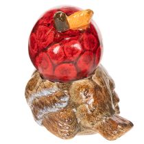 gjenstander Dekorativ fuglefigur med rød eplehatt, høstdekorasjon, 13 cm