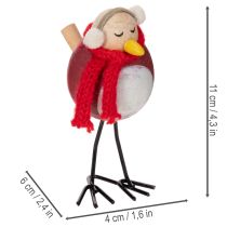 gjenstander Dekorativ fuglefigur med skjerf, vinterdekorasjon, 11 cm, 4 deler
