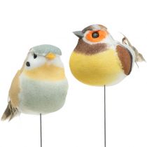 Mini fugler på wire hvit / brun 5-7cm 16stk