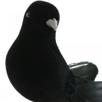 gjenstander Duer på wire, bryllupsdekorasjon, duer sorte H7cm 4stk