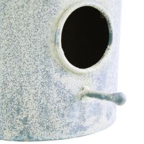 gjenstander Fuglehus for oppheng av metall i hvit blå Ø15cm H21cm