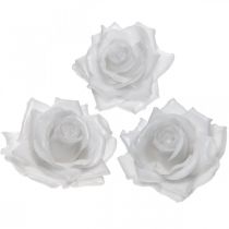 Voks rose hvit Ø10cm Vokset kunstig blomst 6stk