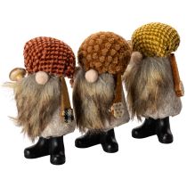 gjenstander Gnomfigur med skjegg og spiss hatt, 10 cm, 3 deler