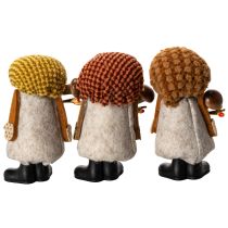 gjenstander Gnomfigur med skjegg og spiss hatt, 10 cm, 3 deler