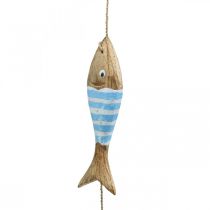gjenstander Maritim dekorativ henger trefisk til oppheng lyseblå L123cm