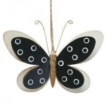 Vegg Art Butterfly Deco Black White Gold Metal 15cm