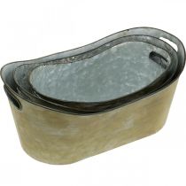 gjenstander Sett med plantekar kobberfarget/hvitt L32,5cm/36,5cm/41,5cm