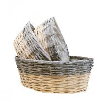 gjenstander Flettkurv for planting Planteskål L29/33/38cm sett med 3 stk