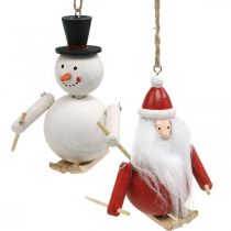 Juletrepynt tre Julenissen og snømann 11cm sett med 2
