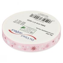 gjenstander Bånd julegave bånd rosa stjernemønster 15mm 20m