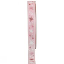 gjenstander Bånd julegave bånd rosa stjernemønster 15mm 20m