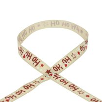 gjenstander Julebånd “Ho Ho Ho” gavebånd beige 15mm 15m